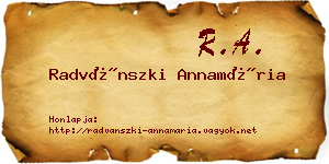 Radvánszki Annamária névjegykártya