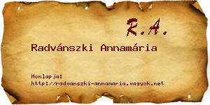 Radvánszki Annamária névjegykártya